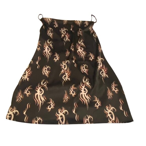 Urban Outfitters Black & Beige Tribal Flame Print Mini Slip Dress L - Picture 6 of 9